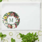 Vintages Blumenwreath-Monogramm Küchentuch (Gefaltet)
