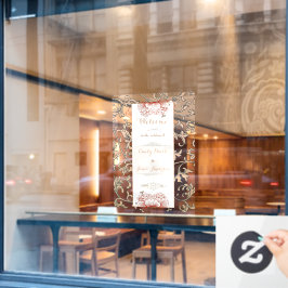 Vintages Blumenzierbanner Fensteraufkleber