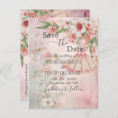 Vintages Blush-Kleid Save the Date Postkarte (Vorne/Hinten)