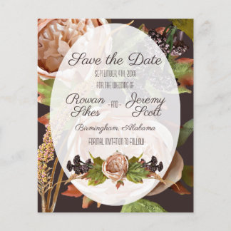 Vintages Blush & Platin Blumenbudget Save the Date Flyer