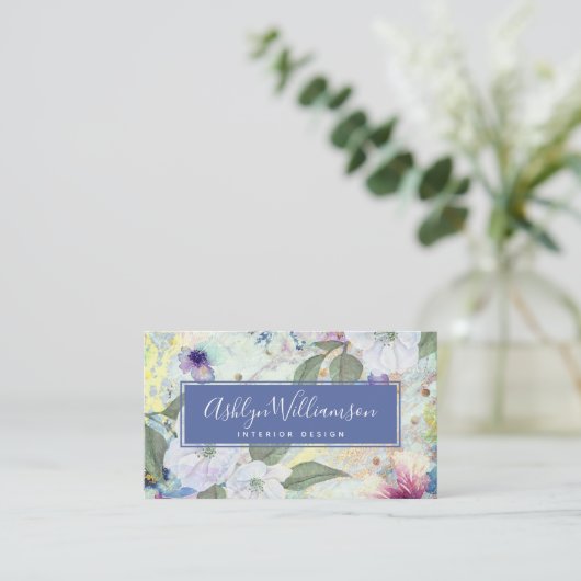 Vintages Blütengold Visitenkarte (Stehend Vorderseite)