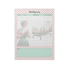 Vintages Blutzuckerprotokoll Notizblock