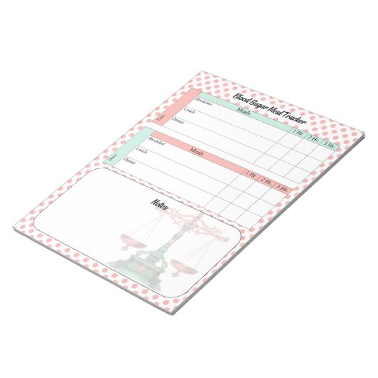 Vintages Blutzuckerprotokoll Notizblock (angewinkelt)