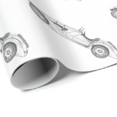 Vintages BMW 328 Illustration Wrapping Paper Geschenkpapier (Rolleneckpunkt)