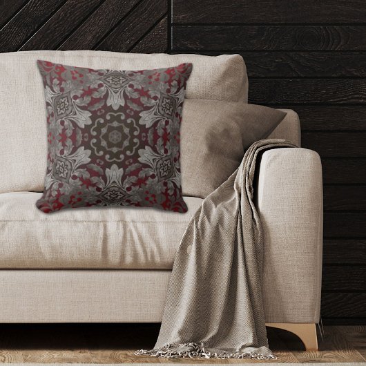 Vintages bohemianisches rotes schwarzes Muster Kissen