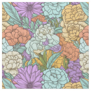 Vintages Boho Blumenmuster - Nahtlose Pastellgesta Stoff