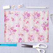 Vintages Boho erröten rosa Rosen-Blumenstreifen Seidenpapier (Handwerk)