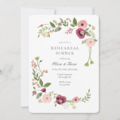 Vintages Boho Floral Hochzeit Probe Dinner Einladung (Vorderseite)