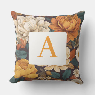 Vintages Boho-Floral-Muster mit Monogramm Kissen
