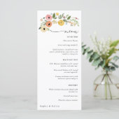 Vintages Boho Floral Wedding Menu Menükarte (Stehend Vorderseite)