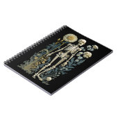 Vintages boho magisches Blumenskelett in schwarz Notizblock (Linke Seite)