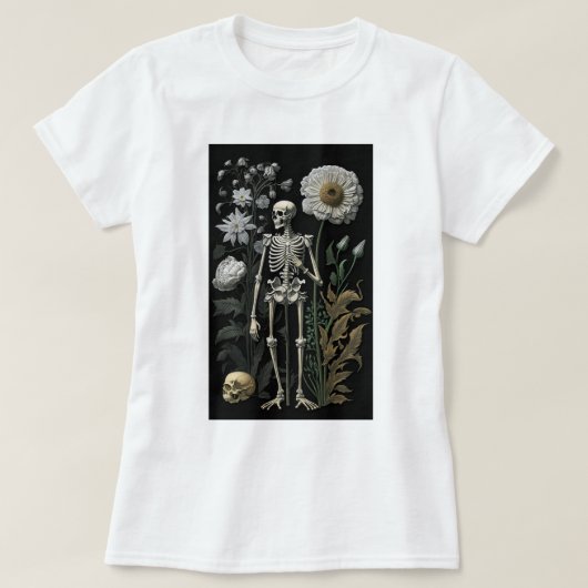 Vintages boho magisches mystisches Blumenskelett i T-Shirt (Design vorne)