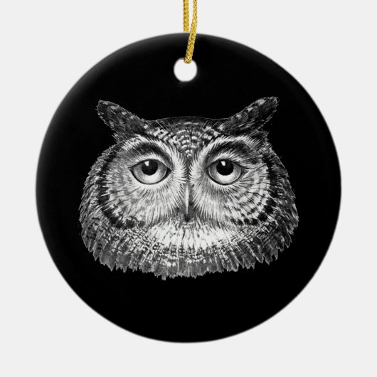 Vintages Boho Owl Design Keramik Ornament (Vorne)
