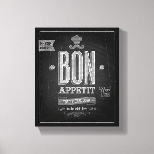 Vintages Bon Appetit Poster - Chalkboard Leinwanddruck (Vorderseite)