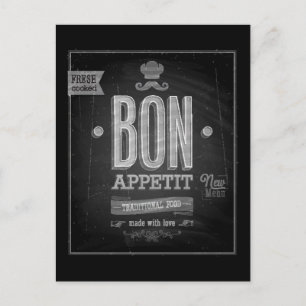 Vintages Bon Appetit Poster - Chalkboard Postkarte