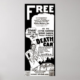 Vintages Bonnie und Clyde Death Car Advert Morbid Poster