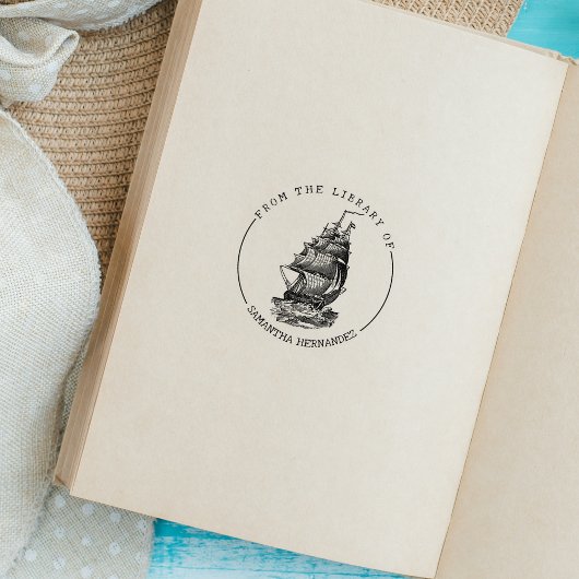 Vintages Boot aus der Bibliothek, Buch Gummistempel
