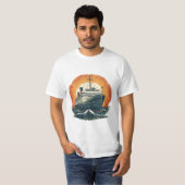 Vintages Boot bei Sunset T - Shirt (Vorne ganz)
