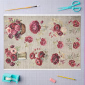 Vintages Bordeaux Ranunculus Blume altes Papier (Basteln)