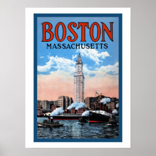 Vintages Boston-Hafen-Massachusetts-Reise-Plakat Poster