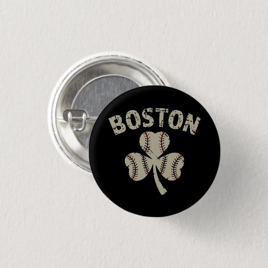 Vintages Boston St Patrick's Day Irish Kleeblatt Button (Vorne & Hinten)