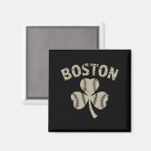 Vintages Boston St Patrick's Day Irish Kleeblatt Magnet (Vorderseite/Rückseite)