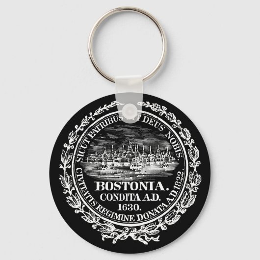 Vintages Bostoner Siegel, weiß Schlüsselanhänger (Vorderseite)