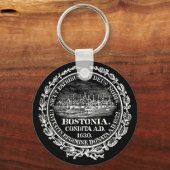 Vintages Bostoner Siegel, weiß Schlüsselanhänger (Vorderseite)