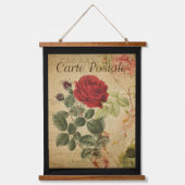 Vintages botanisches Band - Schwarzer Hintergrund  Wandteppich Mit Holzrahmen (Vorderseite)