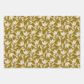 Vintages botanisches Blätterblatt Aquamariner Senf Geschenkpapier Set (Vorderseite 2)