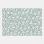Vintages botanisches Blätterblatt Aquamariner Senf Geschenkpapier Set (Vorderseite)