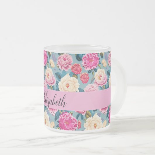 Vintages botanisches Blumendesign Mattglastasse (VorderseiteRechts)