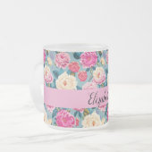 Vintages botanisches Blumendesign Mattglastasse (Vorderseite Links)