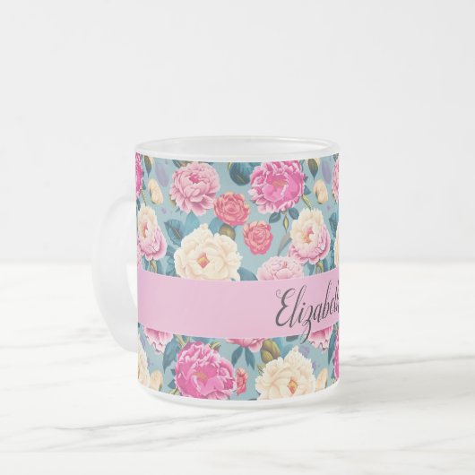 Vintages botanisches Blumendesign Mattglastasse (Vorderseite Links)