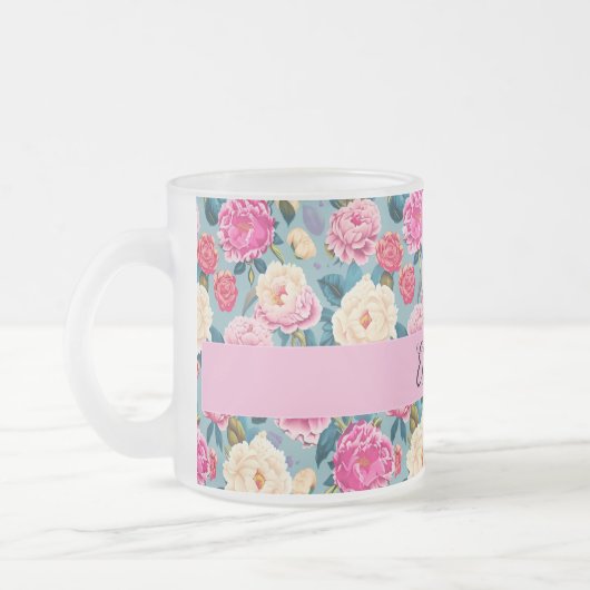 Vintages botanisches Blumendesign Mattglastasse (Links)