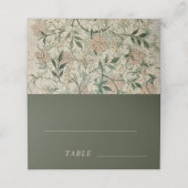 Vintages Botanisches Blumenmoss Grün Garten Platzkarte (Außenseite Aufgefaltet)