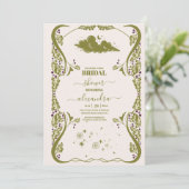 Vintages botanisches Brautparty Einladung (Stehend Vorderseite)