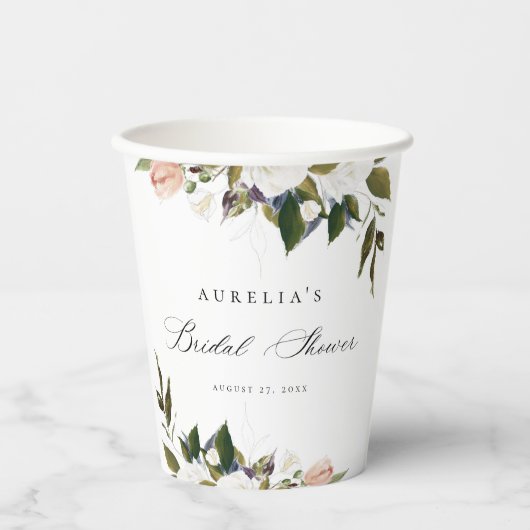 Vintages botanisches Brautparty Pappbecher (Vorderseite)