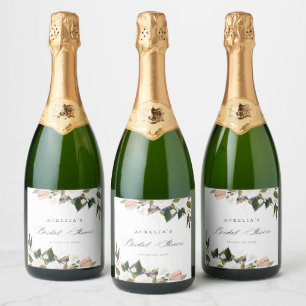 Vintages botanisches Brautparty Schaumweinetikett
