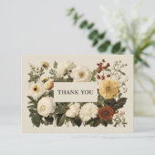 Vintages botanisches "Danke-Design" Dankeskarte (Stehend Vorderseite)