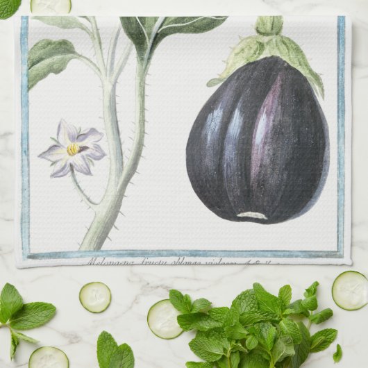 Vintages Botanisches Eggplant/Eggplant Küchentuch (Gefaltet)