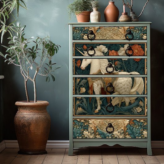 Vintages Botanisches Einhorn Seidenpapier