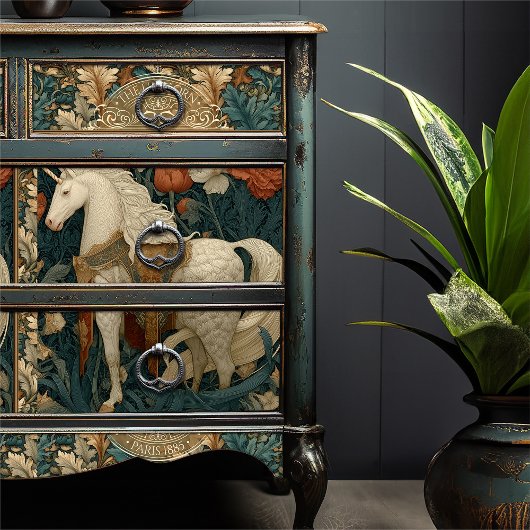 Vintages Botanisches Einhorn Seidenpapier