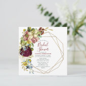 Vintages botanisches Gold-Brautparty Einladung (Stehend Vorderseite)