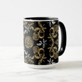 Vintages botanisches Gold und Silber Tasse (VorderseiteRechts)