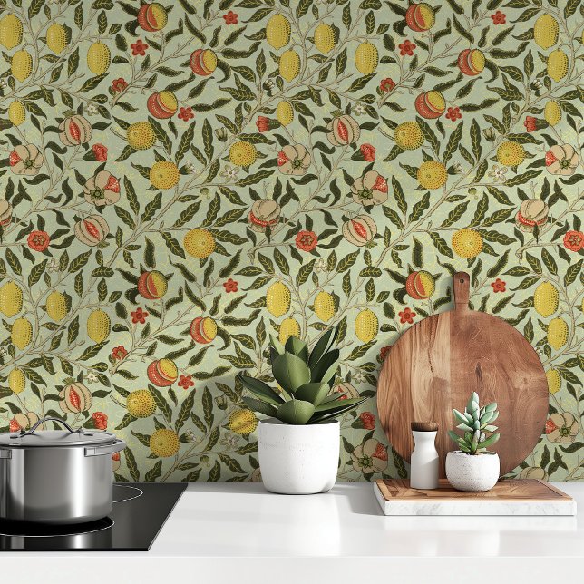 Vintages botanisches Granatapfel Zitrusfrüchte Aqu Tapete (Von Creator hochgeladen)