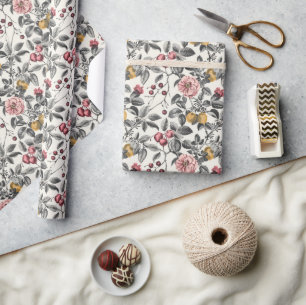 Vintages botanisches Graviermuster - Romantik Geschenkpapier