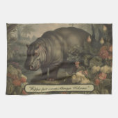 Vintages botanisches Hippo, anpassbar Geschirrtuch (Horizontal)