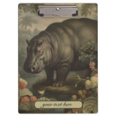 Vintages botanisches Hippo, anpassbar Klemmbrett (Vorderseite)