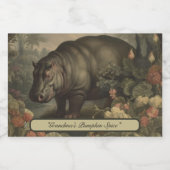 Vintages botanisches Hippo, anpassbar Lebensmitteletikett (Einzelnes Label)